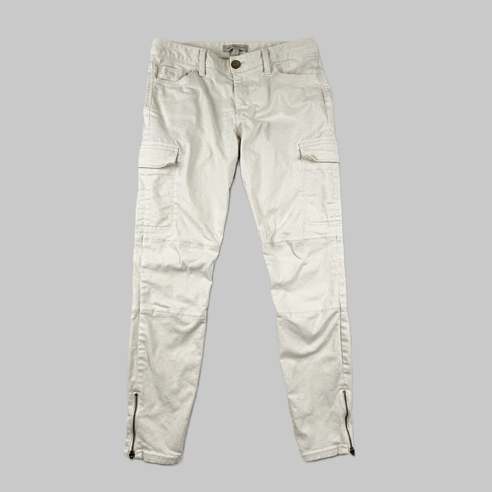 Banana Republic Pants Women 27 Cargo Skinny‎ Heritage Beige Zip Hem Stretch Luxe